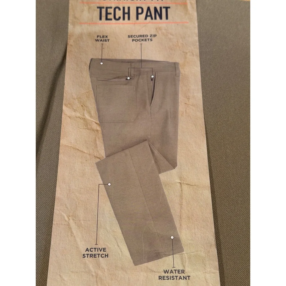 NWT Weatherproof Vintage Mens Tech Pant Tan 40x32 Straight Fit Water Resistant